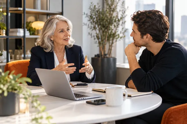 Coaching SEO — escena ilustrativa